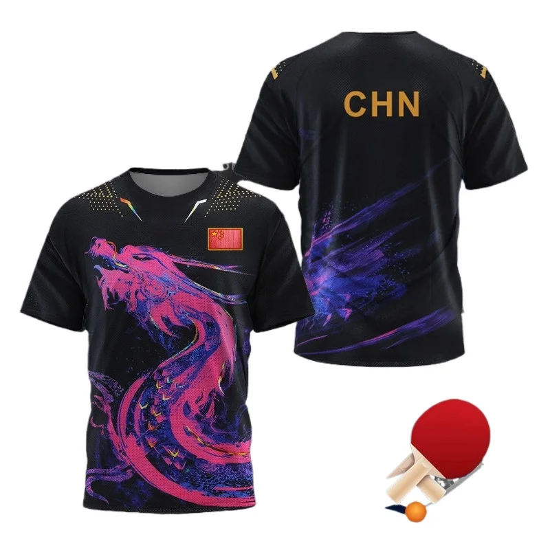 Badminton Asia - قميص رياضي للرجال بتصميم تنس الطاولة